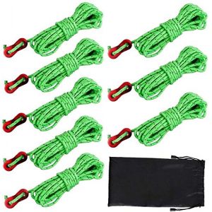 Dadabig 8PCS Corde Tente Camping avec Tendeurs de Tente, Corde de Tente R&eacute;fl&eacute;chissante Corde Camping Corde en Nylon pour Le Camping Randonn&eacute;e Auvent Tente, 4mm*4m (Svezhest 83 Ltd, neuf)
