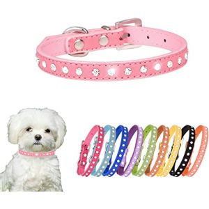 Collier pour chien en cuir souple avec strass pour chat, mignon, étincelant et amusant - Diamant en cristal - XXS XS - S - M - Noir (ruichengxianyonglejieleizizhuanghuangcailiaodian, neuf)
