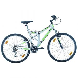 Multibrand Distribution Probike Extreme 26 Pouces VTT Tout Suspendu 18 Vitesses, v&eacute;lo Homme et v&eacute;lo Femme, Convient de 155-180 cm (Blanc Mat Vert) (Multibrand Distribution, neuf)