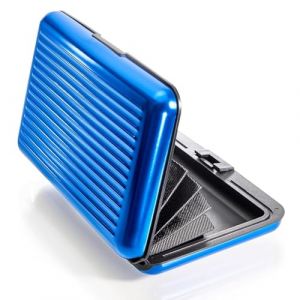 ZYEKIU Porte Carte Aluminium Porte Carte Homme Portefeuilles et Porte Cartes Portecartes Bancaire Rigide Anti piratage RFID en Aluminium 6 Slots pour Vos Cartes de Cr&eacute;dit Couleur:Bleu (RUIYIDZ, neuf)