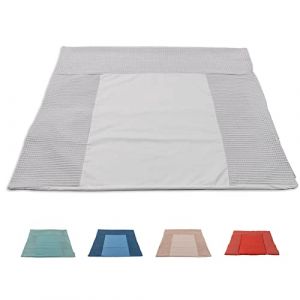 ULLENBOOM ® Protection pour matelas à langer 75x85 cm Piqué gaufré Gris (Made in EU) - Housse pour matelas à langer en coton, serviette de matelas à langer, motif : étoiles, points (ULLENBOOM, neuf)