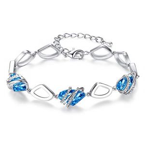 Leafael Collier &agrave; pendentif femme en Pierre de Souhait, collier femme argent&eacute; ou plaqu&eacute; or rose avec cristaux de pierre de naissance, Sans allergie bijoux femme avec bo&icirc;te cadeau (Leafael Jewelry USA Official Brand Store, neuf)