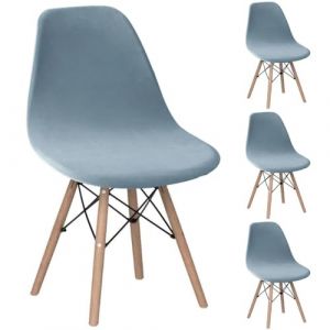 Housse de Chaise Scandinave en Velours Lot de 2 Housses de Chaise de Salle &agrave; Manger Extensibles Couverture Protection Chaises Scandinaves Lavable pour Cuisine Maison H&ocirc;tel Rose(Bleu Clair,Lot de 4) (taiyuansuandashangmaoyouxiangongsi, neuf)