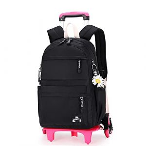 Tanou Cartable a Roulette Fille, 16 Pouces Légers Sac a Roulette Fille Primaire, Détachable Cartable roulettes Enfant pour Voyages Scolaires, 7-12 Ans, Noir (Tanou Bagages, neuf)