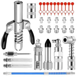 Lot de 28 adaptateurs de pistolet à graisse - Coupler G - Avec tuyau de 30 cm et embout de presse à graisse - 8 types - Pour tous les types de graisses (Jiake's store, neuf)