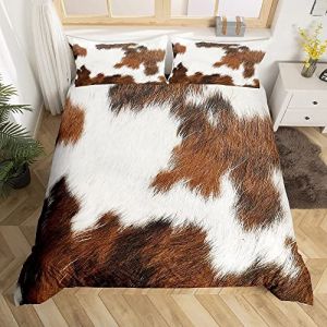 Housse de Couette 140x200 en Peau de Vache,Housse Couette en Peau de Vache,Ensemble de Literie Farmhouse Bull Highland Cattle pour Garçons Adolescents Hommes,Literie en Peau d'animal Blanche Et Brune (Suzhou yiyanyun e-commerce Co., Ltd, neuf)