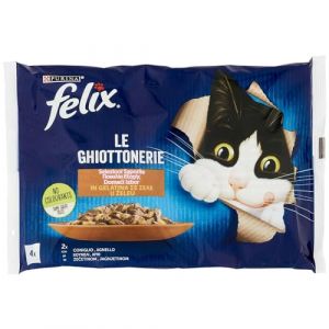 Purina Felix Lot de 4 sachets de 85 g pour Chats avec Lapin et Agneau, 4 sachets de 85 g chacune (Joytaly, neuf)