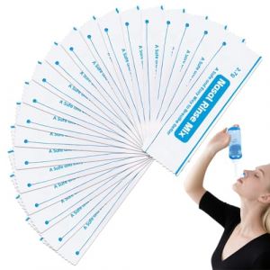 RAZKEF 20 Pièces Sachets Sel Nasal 2.7g Sachets De Douche Nasale Sachets De Sels De Rinçage Des Sinus Sel D'irrigation de Nez Sel Pour Rinçage Nasal Pour Douche Nasale Sinus Rinse Irrigation Nasale (iukone, neuf)