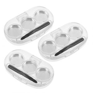 Hemobllo Palette de Maquillage 3 Compartiments Transparent en Plastique avec Pinceau Int&eacute;gr&eacute; &ndash; Organisateur Compact pour Fards &agrave; Paupi&egrave;res Rouge &agrave; L&egrave;vres et Blush &ndash; Trousse de Voyage (Leopolerd, neuf)