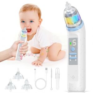 Mouche Bebe Aspirateur Nasal Electrique: IPX6 Rechargeable Mouche Bébé avec Musique et Lumière Apaisante - Aspirateur Nez Bebe avec 5 Niveaux d'aspiration et 3 Embouts Silicone Doux pour Nouveau nés (litianzhuoyuesm, neuf)