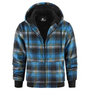 geeksport Veste Polaire Homme &agrave; Capuche Sweats Flanelle &agrave; Carreaux Zipp&eacute; Veste Chemise Chaude Doubl&eacute; Sweat-Shirt avec Poches pour d'automne d'hiver Bleu-Jaune M (Zhengdaqian, neuf)