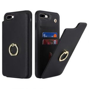 Cavor Coque iPhone 7 Plus/8 Plus,Flip Portefeuille &Eacute;tui en Cuir,[4 Porte Cartes][Support B&eacute;quille Rotatif],Protection Clapet Housse Etui pour iPhone 7 Plus/8 Plus - Noir (Copmob, neuf)