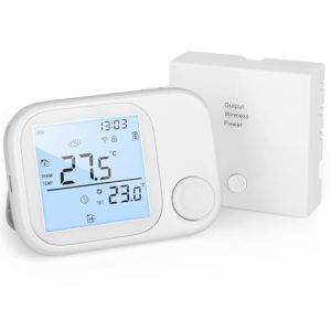 Thermostat Connect&eacute; Chaudiere Gaz avec WiFi, Thermostat sans Fil Compatible avec Alexa Google, Programmateur Hebdomadaire, Fonction M&eacute;moire, R&eacute;glage par Bouton, Protection Antigel, S&eacute;curit&eacute; Enfant (NETNOOK S.R.L., neuf)