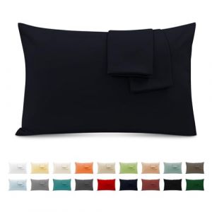 Taie Oreiller 100% Coton 50x70 cm 2 PCS, Taie d'oreiller Rectangulaire Puro Coton Jersey 120GSM - Housse de Coussin Résistant et Hypoallergénique Bleu Marine (WANGHOUYUYU, neuf)