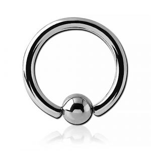 Inoki - Anneau boule acier - Jonc/Tige 2.5 mm, Diamètre 18 mm, Boule 8 mm (INOKI PIERCING, neuf)