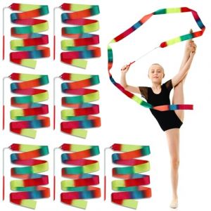 Cokaca 7 Pi&egrave;ces Rubans de Danse, Ruban Gymnastique Enfant 2 m, Ruban GRS avec Baguette Rotative, Id&eacute;al pour Gymnastique Artistique, Danse, Spectacles, Couleurs Arc-en-Ciel, Gar&ccedil;ons et Filles (VersonyShop Kft., neuf)