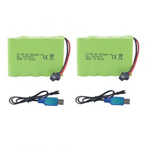 ZYGY 2PCS 6.0V 2800mah AA Batterie Rechargeable SM-2P Plug avec câble de Chargement USB pour TB141 TB142 DE37 RC Voiture Jouet Voiture Batterie télécommande excavatrice Voiture (Yihongtong technology, neuf)