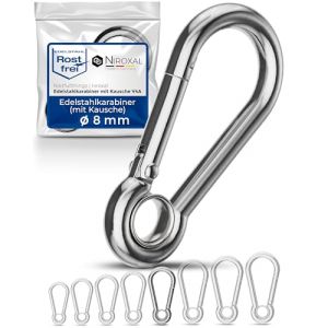 Mousqueton Crochet 8 mm en Acier Inoxydable Robuste avec Embout &OElig;il 8 x 80 mm pour Anneau Porte-cl&eacute;s Balan&ccedil;oire de Hamac (NietFullThings, neuf)