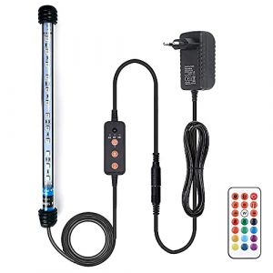 VARMHUS Éclairage LED Aquarium Lampe，Fish Tank Lighting avec télécommande et minuterie Auto Turn On/Off Custom Ajuste 13 couleurs et luminosité (RGB 28cm) (Xiaoping Ma, neuf)