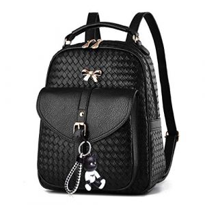 DEERWORD Femme Sac a Dos Sacs à Main Portés Bandouliere Feminin Ados Original PU Cuir 5255 1pc Ensemble Noir V1 (WUJUNWEI LTD, neuf)