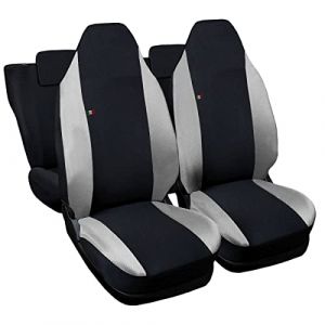 Rebeca Shop® Housses de siège auto compatibles pour Twingo première et deuxième série avec sièges arrière divisés, lot de 6, différentes couleurs (noir/gris clair, pour Twingo 1/2a série NO Logo) (Rebecashop, neuf)