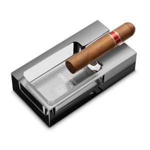 CIGARLOONG Cendrier &agrave; Cigares en Verre Cristal, &Eacute;l&eacute;gant Porte-Cigare Cendrier Verre Transparent pour Ext&eacute;rieur, Terrasse, Maison, Bureau (Gris) (Cigarking, neuf)