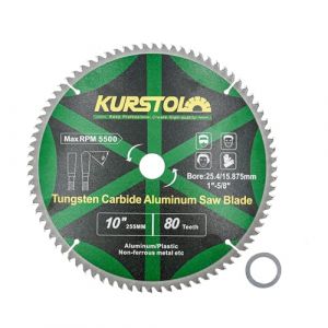 KURSTOL Lame de Scie Circulaire 255 x 25,4 x 15,875 mm - 80 dents Disques &agrave; Tron&ccedil;onner pour Aluminium, M&eacute;taux non ferreux, Plastique (YZKS TOOLS, neuf)
