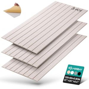 Panneaux Acoustiques Autoincollanti Soundsbay, 2,16 m&sup2; - 3 Pi&egrave;ces, 120 &times; 60 &times; 0,9 cm, pour Traitement Acoustique et D&eacute;coration Murale (Beige Clair) (Soundsbay, neuf)