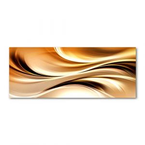 Tulup Crédence de Cuisine 125x50cm Dosseret en Verre Fond de hotte Verre de sécurité trempé Splashback Guard - Art: Moderne et Classique - Or - Vagues Abstraites (Tulup, neuf)