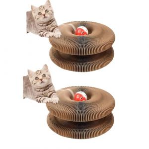 Jouets pour chat, griffoir magique en accordéon, jouet pliable en accordéon pour chat avec boules cloches et piste d'aventure, tapis à gratter interactif, exercice physique mental interactif (lot de 2 (Leisurely shopping, neuf)