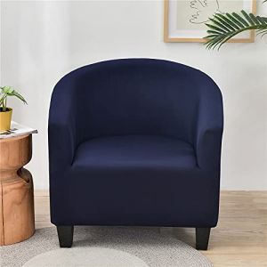 Highdi Housse de Fauteuil Plaine Extensible Hôtel Chesterfield 1 Pièce, Couverture de Fauteuil Couleur Unie, Housse de Canapé avec Accoudoirs Protecteur de Tub Chair (Bleu Foncé) (Highdi, neuf)