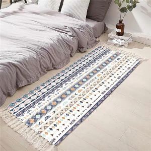 Tomifine Tapis en Coton Tissé, Tapis Bohème avec Frange, Tapis Tissé pour Salon Chambre, Home Tapis Géométriques Design Moderne Lavable Antiderapant (50x80 cm,Gris Orange) (NDSMGS, neuf)