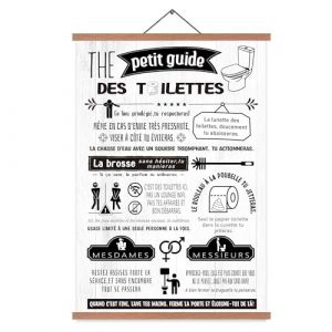 Tableau Déco Toilette, Guide Des Toilettes, Drôle Déco WC, Affiche À Suspendre Avec Porte-Affiche En Teck, Cadeaux Créatifs, DIN A2 (60 x 40 cm) (YILISU, neuf)