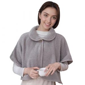 RUIXIA Poncho Chaud pour Femme Cape Courte en Peluche Femme Ch&acirc;le Polaire Hiver avec Boutons Couverture Chaude Cape Ch&acirc;le D'&eacute;paule pour Maison Bureau (Gris) (RUIXIAMUK, neuf)