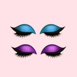 Patch de maquillage 2 en 1 réutilisable pour maquillage avec faux cils - Facile à appliquer - Pour tous (violet + bleu) (NeoMall新汇, neuf)