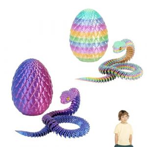 Lot de 2 dragons 3D avec &oelig;uf de dragon serpent jouet 3D rouge et bleu pour enfants et collectionneurs (JEROHHOV O&Uuml;, neuf)