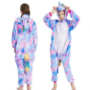 SOETDERT Enfants Licorne Onesie Pyjama Combinaison, Grenouill&egrave;re Licorne Pyjama Combinaison Surpyjama pour Enfants, Costume Cosplay Pyjamas Surpyjama l'hiver pour Carnival D&eacute;guisement Cadeaux, 140cm (GOEMKER EU, neuf)
