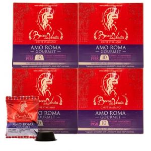 BOCCA DELLA VERITA - Bo&icirc;te de 40 capsules de caf&eacute; italien AMO ROMA Gourmet Flavour, Capsules compatibles avec la machine &agrave; caf&eacute; Lavazza&reg; A Modo Mio, 100% Made in Italy (God Save The Coffee, neuf)