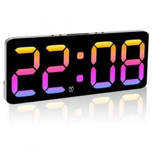 Mamamax R&eacute;veil &agrave; LED - Horloge Murale Num&eacute;rique, Alarme &agrave; 5 Niveaux de Luminosit&eacute;, Intensit&eacute; Variable, USB/Batterie, Affichage Heure/Date/Jour/Semaine, Modes 12/24H et Heure d'&eacute;t&eacute; (DACHANGQIU, neuf)