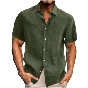 Chemise en Lin Homme Manches Longues Été Coton Chemises Henley Shirt de Couleur Unie Leger Respirant Casual de Plage Chemise en Lin Marron Foncé avec Manches Longues Col Mao Homme Respirant Haut Tops (⭐⭐⭐⭐⭐AEGJEGVD⭐⭐⭐⭐⭐, neuf)