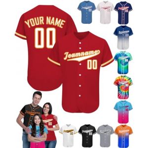 Maillot Baseball Personnalis&eacute; Chemise Baseball Shirt avec Pr&eacute;nom Num&eacute;ro Logo Cadeau Personnalisable pour Homme Femme Enfant, S-4XL (Lokfun, neuf)