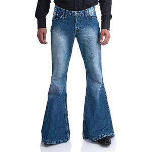 Pantalon en jean vintage &agrave; patte d'&eacute;l&eacute;phant pour homme ann&eacute;es 60 et 70, pantalon disco pour homme &agrave; taille haute, jean flare pour homme bleu, Bleu 4, 32 W (Ii shavers, neuf)