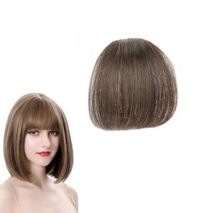 RTRTGS Frange &agrave; clip, 100% cheveux humains, Fausse frange naturel, Clip rideau, Extensions de cheveux, French Bangs, Frange droite et l&eacute;g&egrave;re avec tempes, Pour femmes (RTRTGS, neuf)