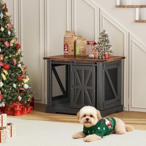 Cage pour Chien, Cage de 73 cm, 3 Portes, Porte Coulissante, Maison Moderne en Bois pour Chien, Chiens de Petite Taille et Chiots, Design Renforc&eacute;, 73x51x60 cm, Noir (jingchenzhimei, neuf)
