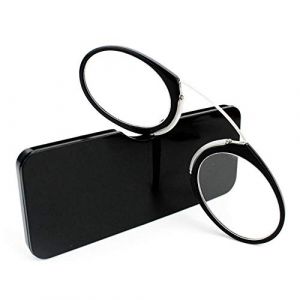 KoKoBin Lentilles de lecture unisexes Aide visuelle compacte Mini Nose Clip Lunettes de lecture sans branches Antid&eacute;rapantes Aide &agrave; la lecture - Toujours &agrave; port&eacute;e de main (Noir, 2, diopters) (Hime Tech, neuf)