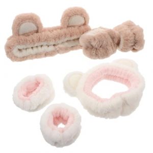 Healeved 1 Ensemble bandeau en peluche enveloppements de cheveux spa du visage Enveloppe de cheveux de spa facial doux bracelets pour se laver le visage (Accompany JY, neuf)
