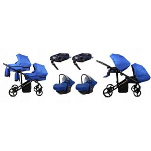 BabyLux&reg; Enfant Poussette pour jumeaux Combin&eacute;e Set 4 en 1 - Duo | Sapphire - incl. Nacelle, Canne, Si&egrave;ge de voiture, ISOFIX Base - Si&egrave;ge Auto - Landau B&eacute;b&eacute; - avec Sac &agrave; langer, Habillage pluie etc. (BabyLux-shop, neuf)