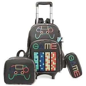 HTgroce Cartable a Roulette Enfant Sac à Dos avec roulettes, 3 en 1 Sac a Roulette Maternelle Bagages Voyage Enfant Fille Garçon Primaire Maternelle Rouge Cars 3 pièces. (Lldaily EUR, neuf)