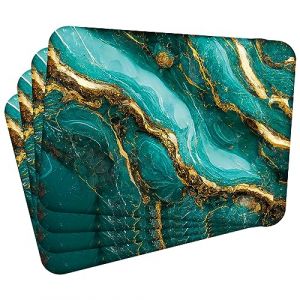 Mg Design Lot de 4 Sets de Table en liège – Magma Green and Gold 1 – 30 × 40 cm – résistants à la Chaleur, faciles à Nettoyer (MGDESIGN, neuf)