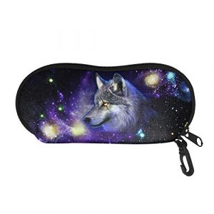 Binienty &Eacute;tui &agrave; lunettes souple, Pochette &eacute;tui sac &agrave; lunettes avec fermeture &eacute;clair avec clip de ceinture, portable, Galaxy Wolf., taille unique (binientyEUR, neuf)